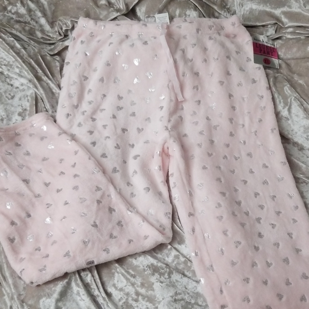 Snuggly soft pink pajamas with silver hearts